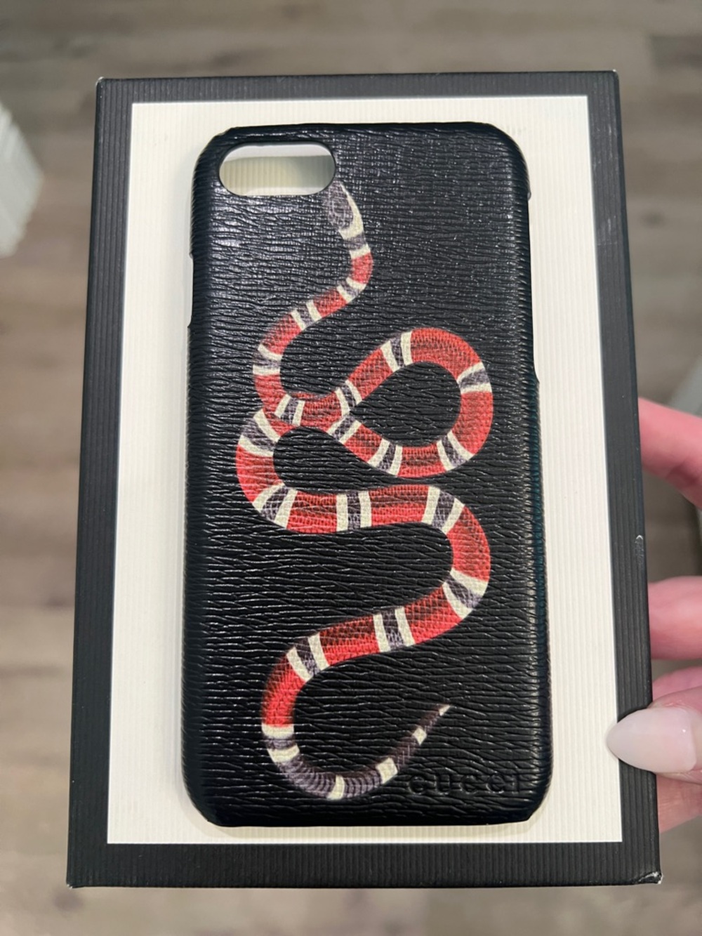 🐍NWT Authentic Gucci King Snake Print Iphone Case 6 | 7 | 8 ? Black Red